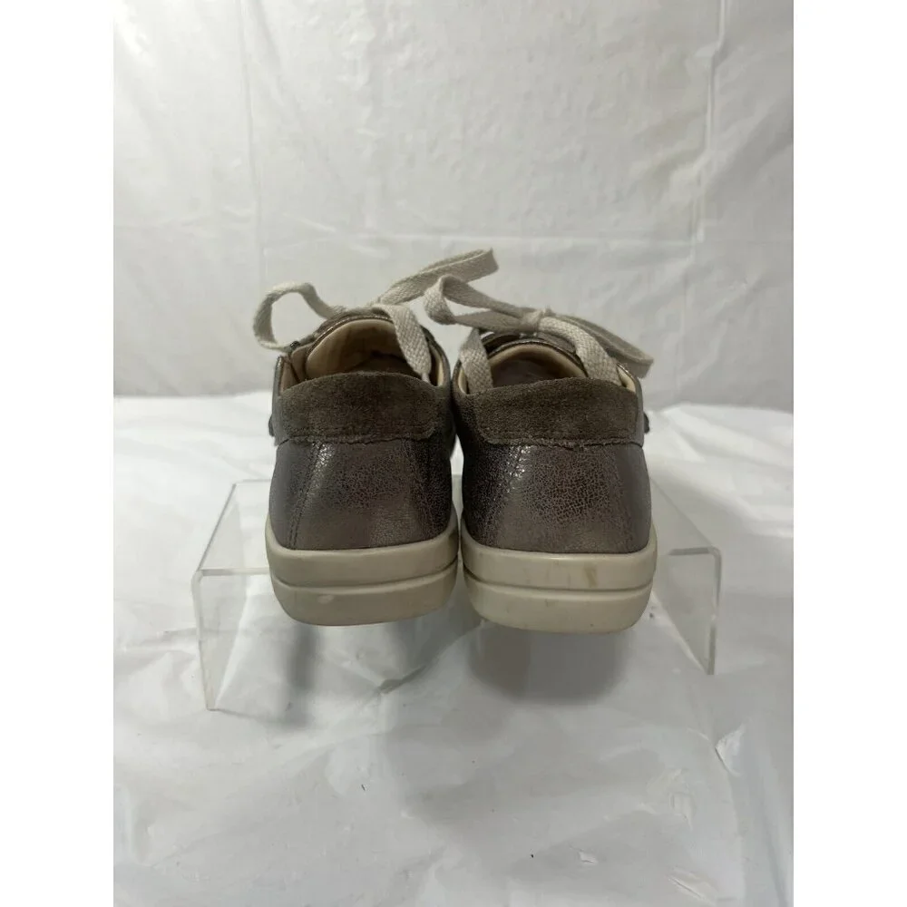 Nurture Colley Women's  Leather Lace Up Shoes Zipper Sz 5.5 metallic silver